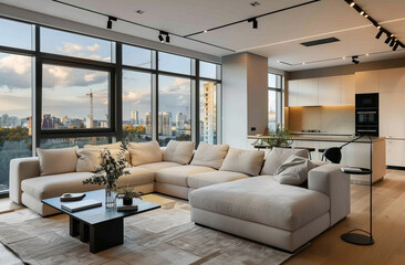 Beige living room interior