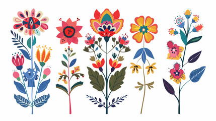 Folk Art Flowers. Ethnic illusrtation . Vector illustration - obrazy, fototapety, plakaty