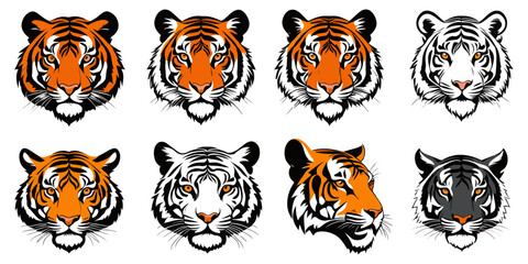 set of a tiger silhouette vector illustration