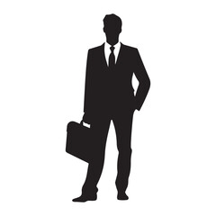 Classic businessman silhouette with briefcase