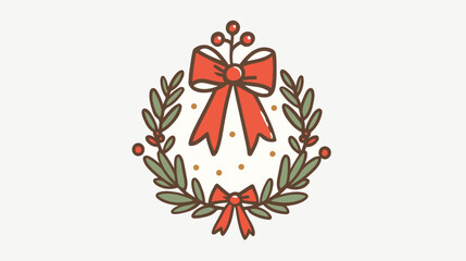 Christmas Wreath vector illustration line style icon