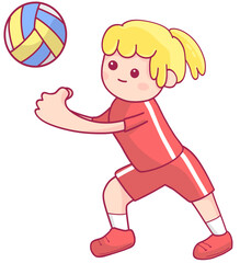 Young girl playing volleyball