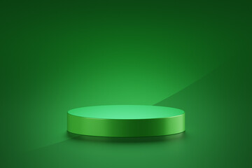 Minimal green podium product presentation 3d background with empty pedestal stage display mockup...
