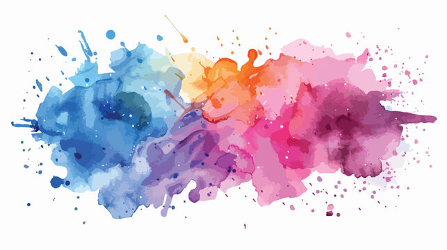 Colorful abstract watercolor texture stain with splas