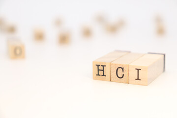 acronym hci (human-computer interaction) on a white background concept of technological understanding