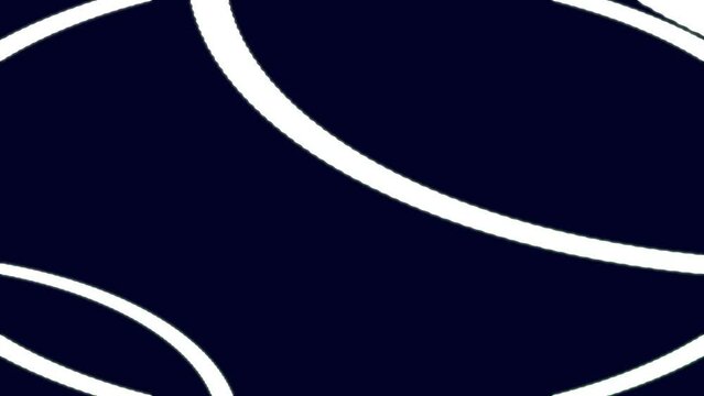 Swinging infinite oval tunnel tail pattern in white on dark blue. Abstract background, overlay or design element.