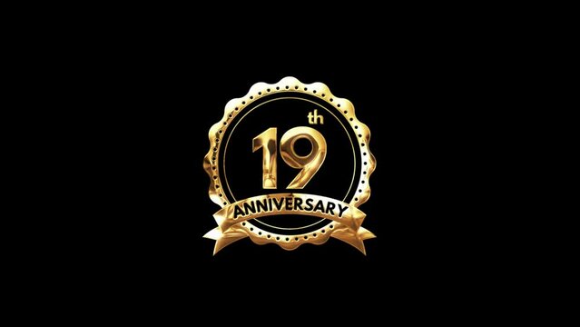 19th Anniversary luxury Gold Animation. Greeting for the 19th Anniversary. Luxurious Animation Celebrating 19 Years of Excellence