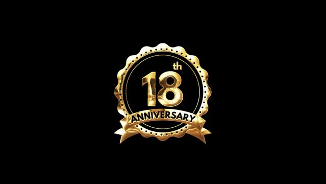  18th Anniversary luxury Gold Animation. Greeting for the 18th Anniversary. Luxurious Animation Celebrating 18 Years of Excellence