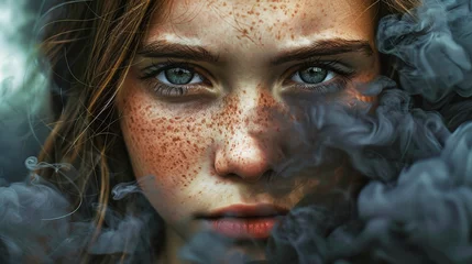 Fotobehang Woman Engulfed in Fire © Anoo