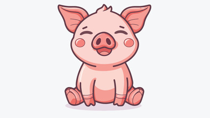 Obraz na płótnie Canvas Cute lovely pig emoji kawaii flat vector 