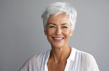 Radiant Senior Model: Beautiful Smile and Healthy Skin