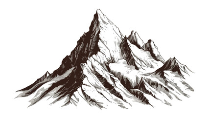 Hand drawn image of a mountain peak engraving style 