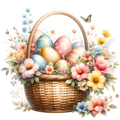 Obraz na płótnie Canvas Cute easter egg watercolor clipart with transparent background