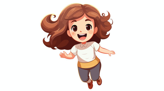 Happy young girl icon image Flat vector isolated on white