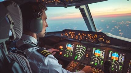 the pilot at the controls of the aircraft