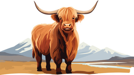 Highland Cow Flat vector isolated on white background