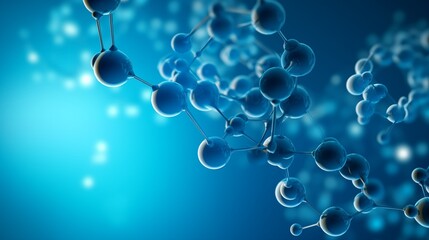 Digital illustration of a complex molecular structure in blue tones