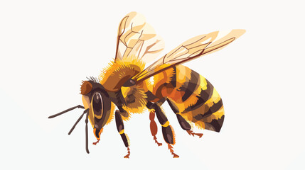 Honeybee Vector on White Background Flat vector isolated - obrazy, fototapety, plakaty