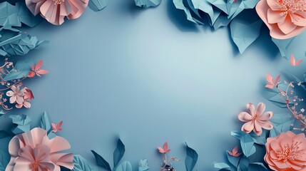 Floral Trendy Abstract Background with 3D Pape