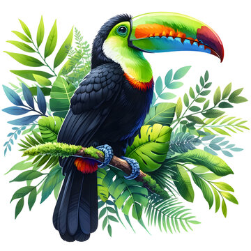 recommend clip art: Cute toucan watercolor clipart with transparent background