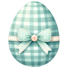 Cute easter egg with gingham pattern watercolor clipart with transparent background - 767771206
