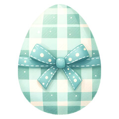 Cute easter egg with gingham pattern watercolor clipart with transparent background - 767771275
