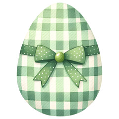 Cute easter egg with gingham pattern watercolor clipart with transparent background - 767771280