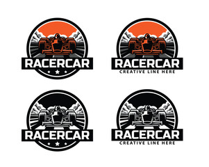 race car logo illustration set