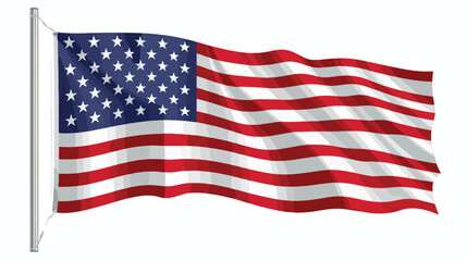 Isolated flag of the United States on a pole Vector 