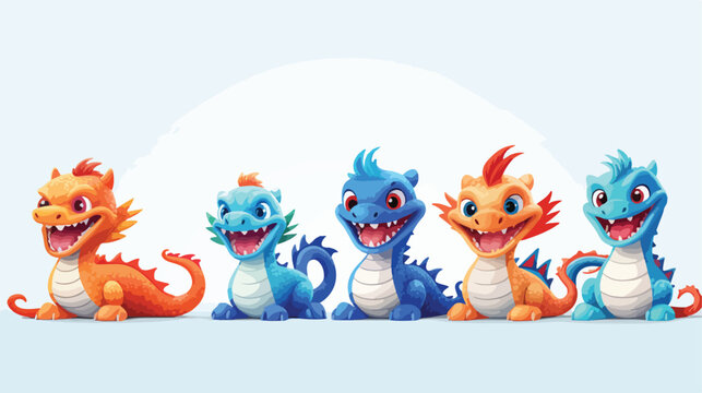 Kid Chinese Dragon. Nursery Wallpaper. Cute 3D images