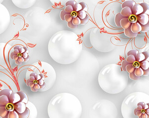 3D beautiful calla flower and seamless luxury pattern background 