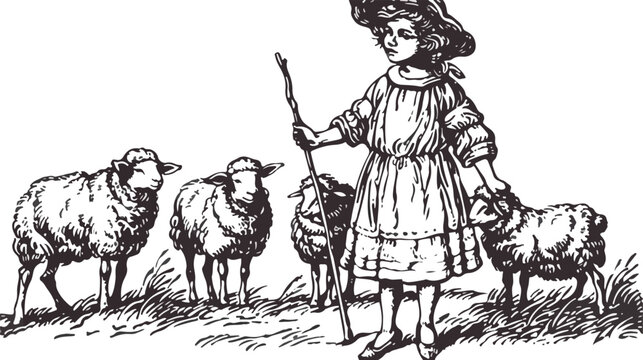 Little Bo Peep this picture shows a little girl 