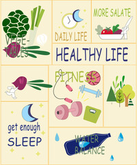 World Health Day. Healthy lifestyle, vector flat illustration, healthy lifestyle background - World Health Day