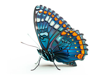 Beautiful Red spotted purple butterfly isolated on a white background. Side view