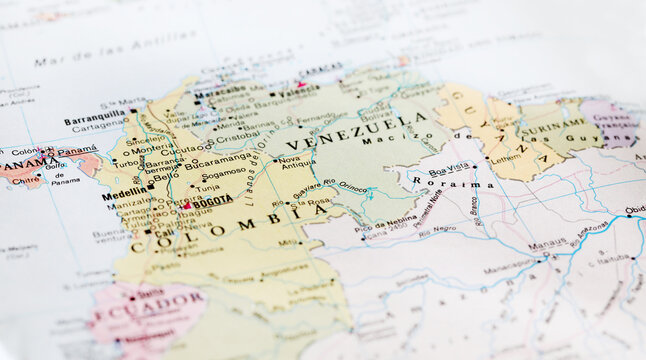 Closeup macro view of Colombia map