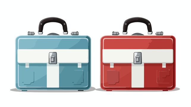 Moved color first aid kith medical briefcase Flat vector