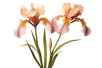 Ethereal Trio: Three Pink Flowers Blooming in a Vase. On a White or Clear Surface PNG Transparent Background.