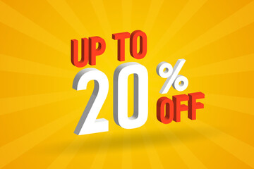 Up To 20 Percent off 3D Special promotional campaign design. Upto 20% of 3D Discount Offer for Sale and marketing.