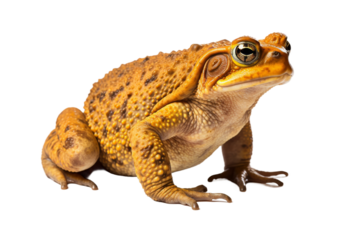 Serenade of the Tiny Tenor: Brown Frog on Snowy Canvas. On a White or Clear Surface PNG Transparent Background.