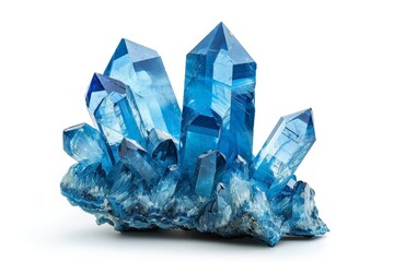 blue crystal gem, gemstone isolated on white background, Generative AI - obrazy, fototapety, plakaty