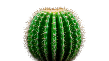 Spiky Green Giant: Majestic Cactus With Numerous Spikes. On a White or Clear Surface PNG Transparent Background.