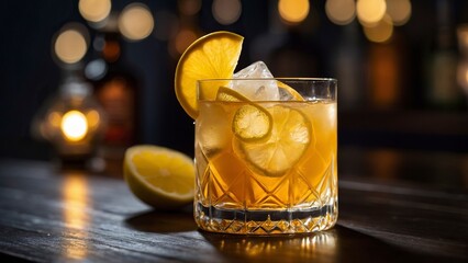 Whiskey Sour Cocktail at the beach bar.