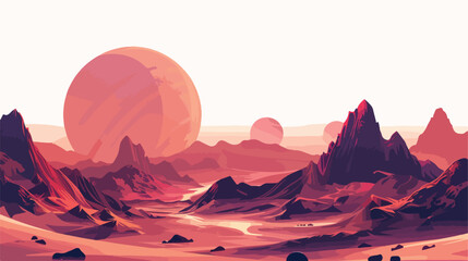 Rendering of a science fiction alien planet landscape