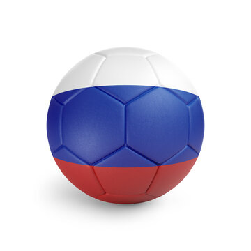 recommend clip art: Soccer ball with Russia team flag, isolated on white background