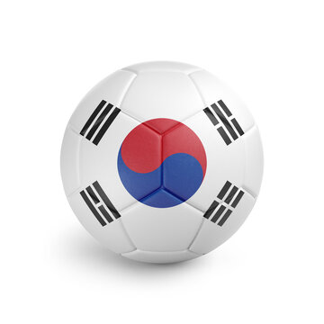 recommend clip art: Soccer ball with South Korea team flag, isolated on white background
