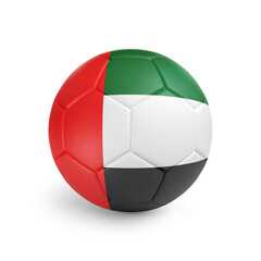 Obraz premium Soccer ball with United Arab Emirates team flag, isolated on white background