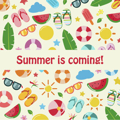 Summer Vector Set. Summer Doodles Collections. Vector Illustration