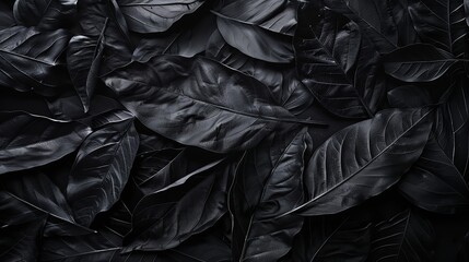 Textures of Abstract Black Leaves for Tropical