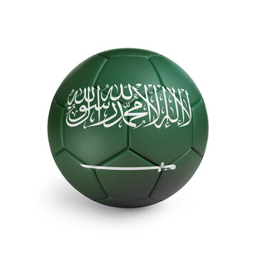 recommend clip art: Soccer ball with Saudi Arabia team flag, isolated on white background