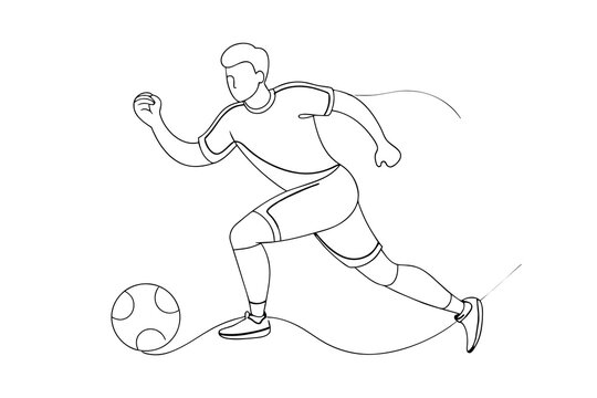 recommend clip art: Sporty football player one line contunuous line art black and white hand drawing vector illustration